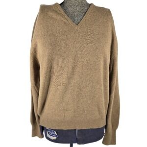 Byford Vintage Made in England 100% Lambswool V Neck Sweater Tan Mens 42
